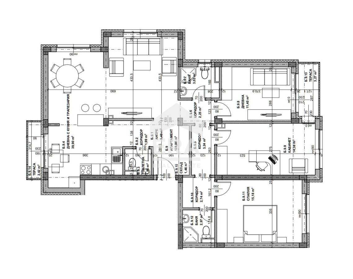 Quadrilocale Sofia (zona Кръстова вада) - planimetria 1