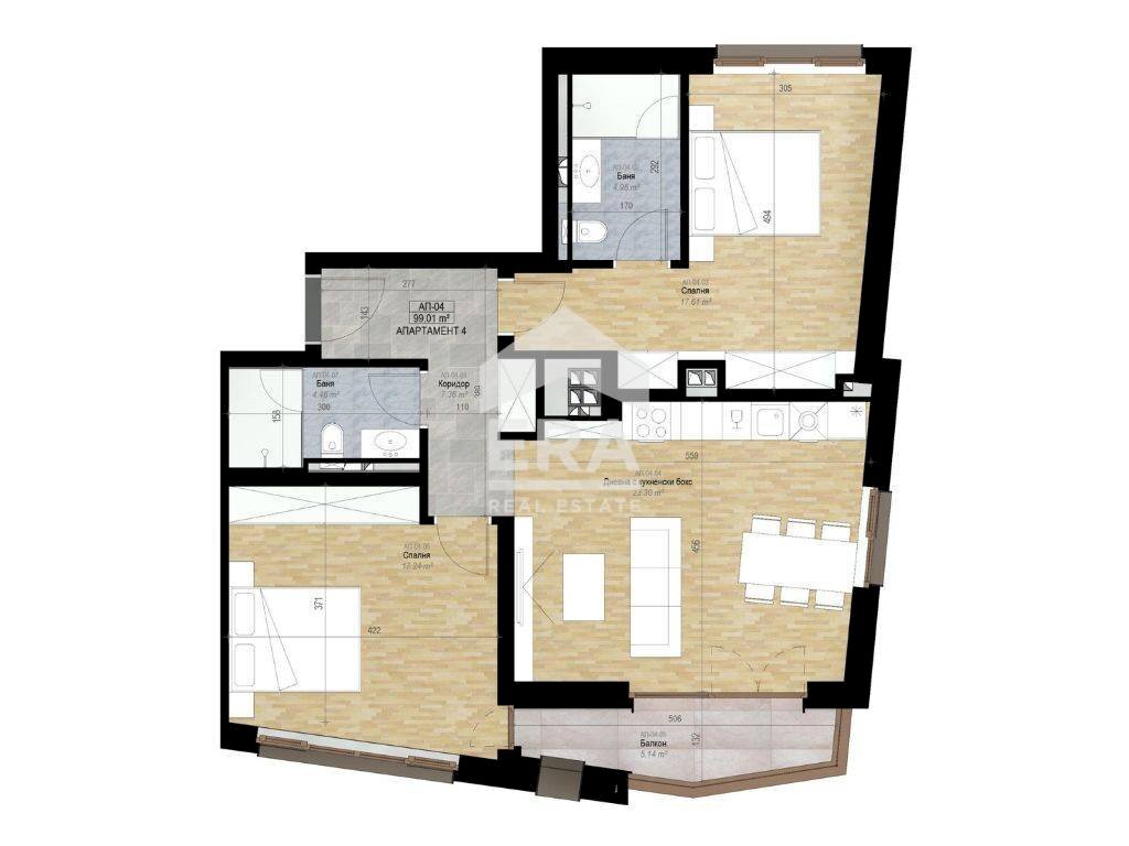 Three-room apartment Sofia (neighborhood Лозенец) - floor plans 1