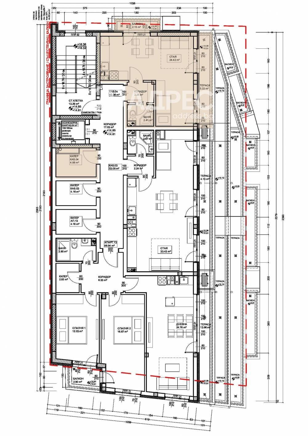 One-room apartment Varna city, Varna - floor plans 1