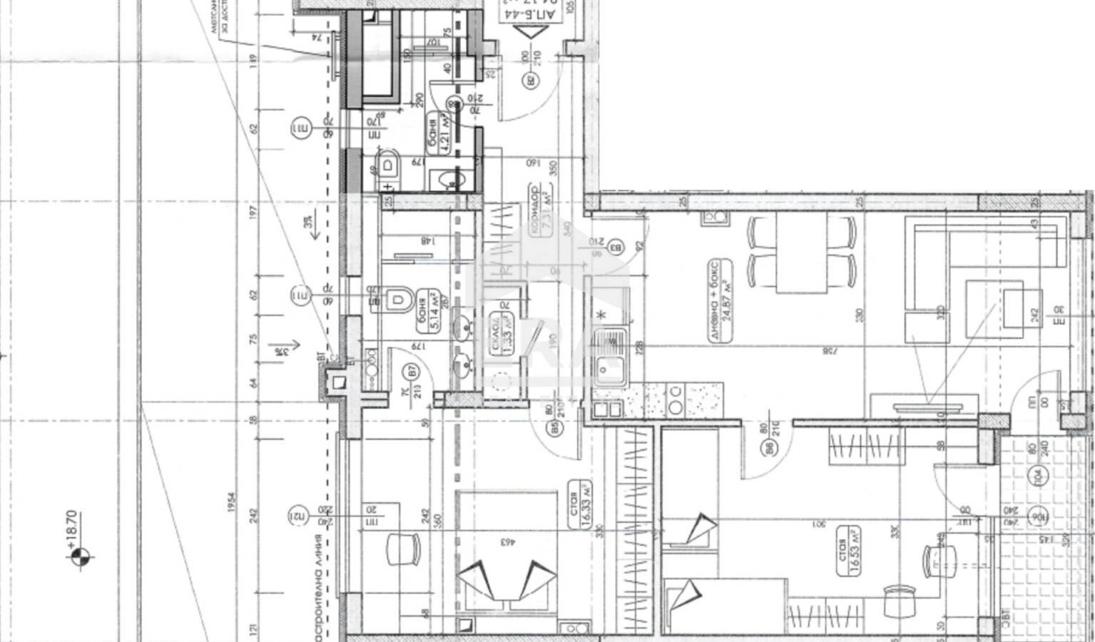 Trilocale Sofia (zona Люлин 6) - planimetria 1