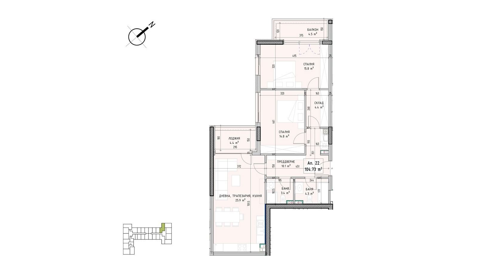 Three-room apartment Sofia (neighborhood Малинова долина) - photo 1