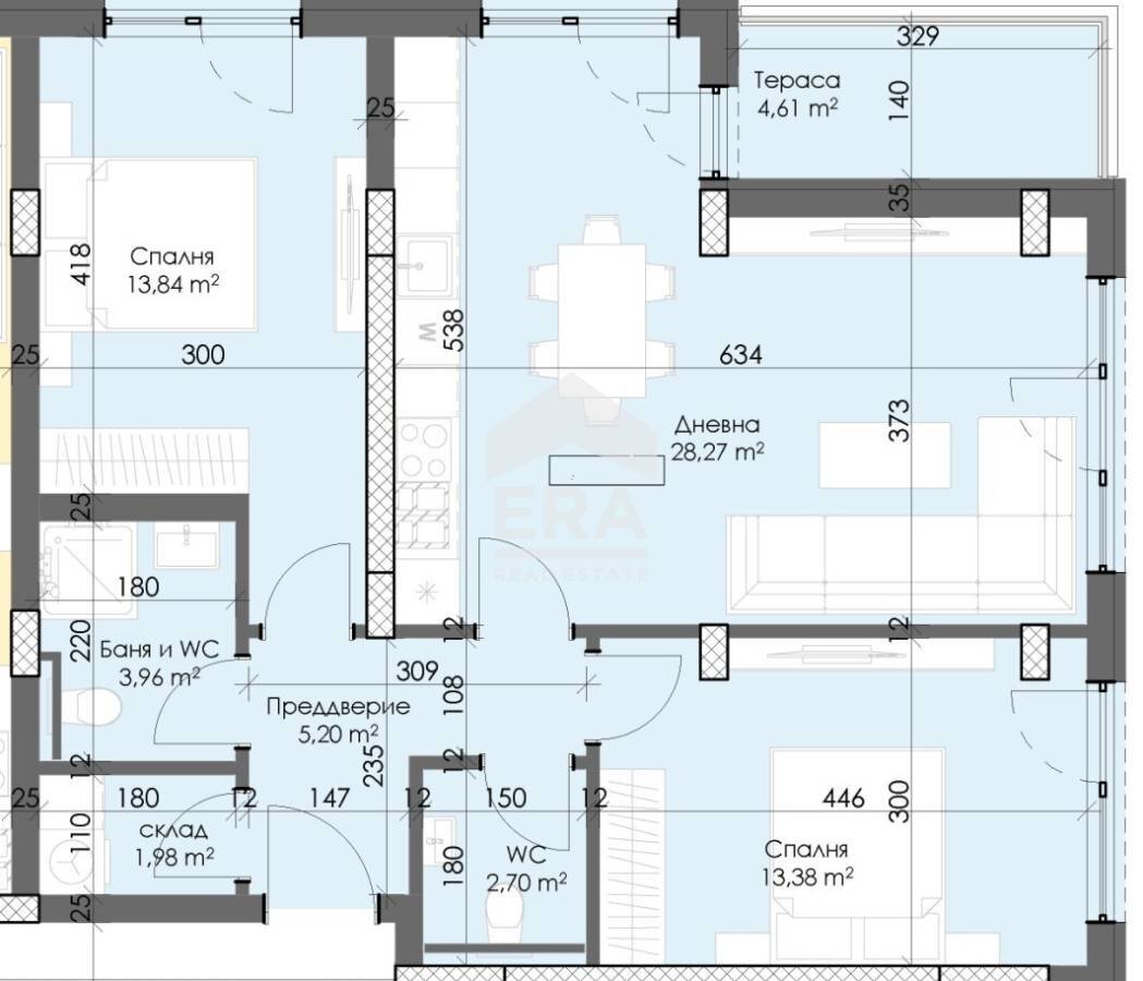 Trilocale Plovdiv (zona Тракия) - planimetria 1