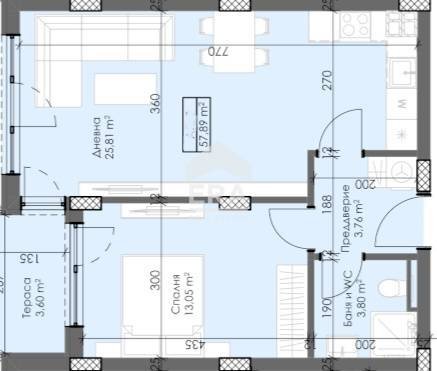 Bilocale Plovdiv (zona Тракия) - planimetria 1