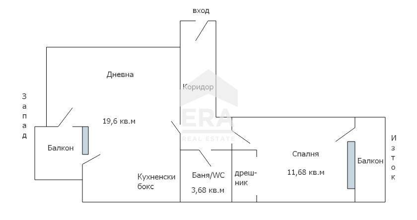 Two-room apartment Varna (neighborhood Център) - floor plans 1