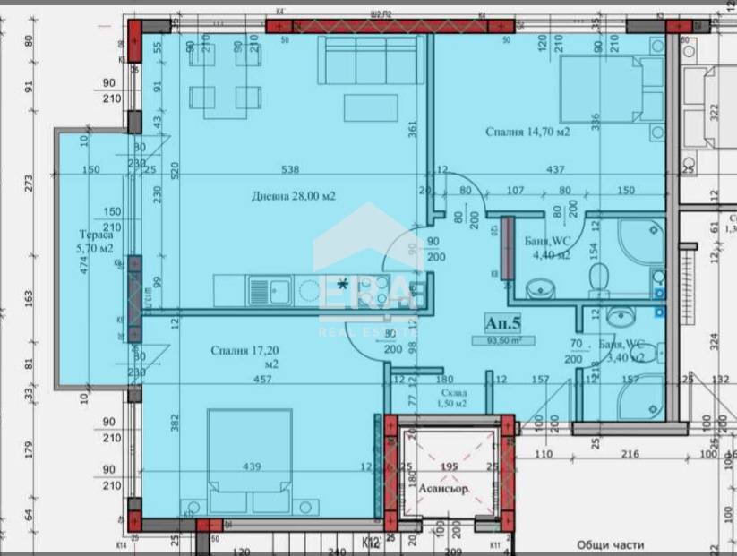 Three-room apartment Veliko Tarnovo (neighborhood Картала) - floor plans 1