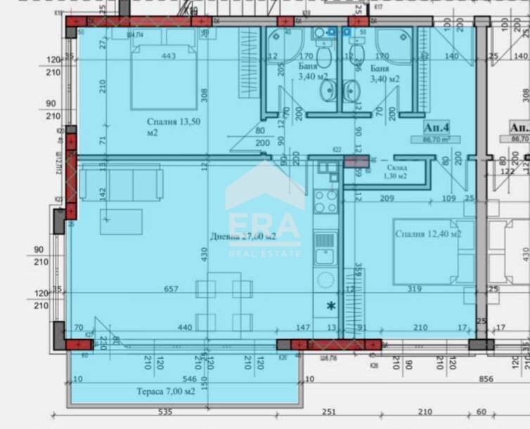 Three-room apartment Veliko Tarnovo (neighborhood Картала) - floor plans 1