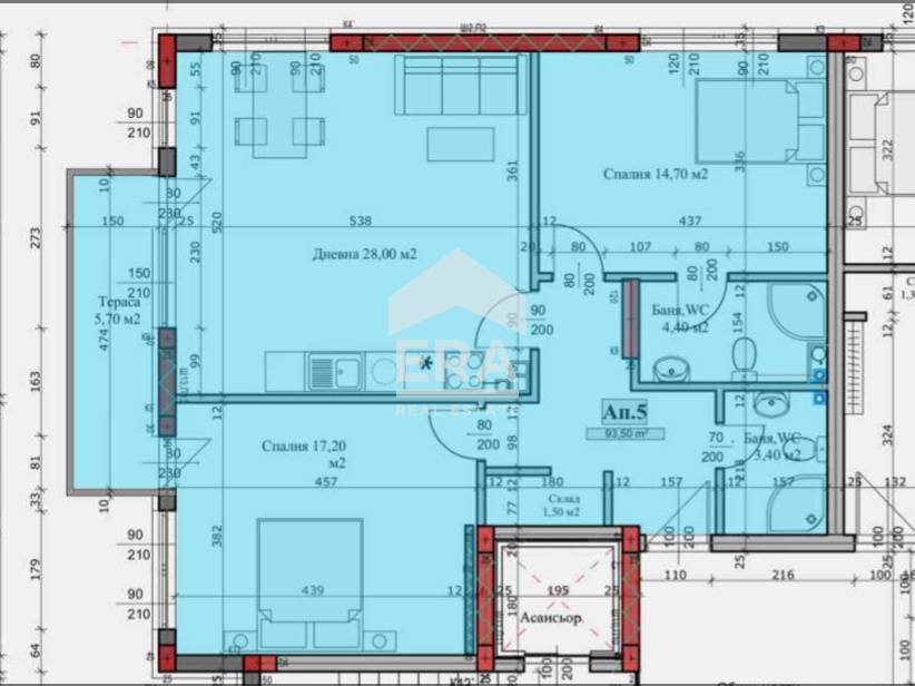 Three-room apartment Veliko Tarnovo (neighborhood Картала) - floor plans 1