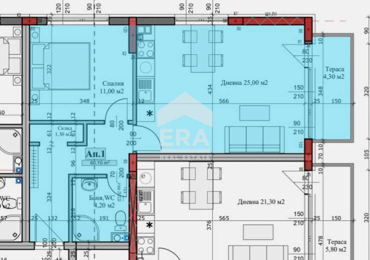 Two-room apartment Veliko Tarnovo (neighborhood Картала) - floor plans 1