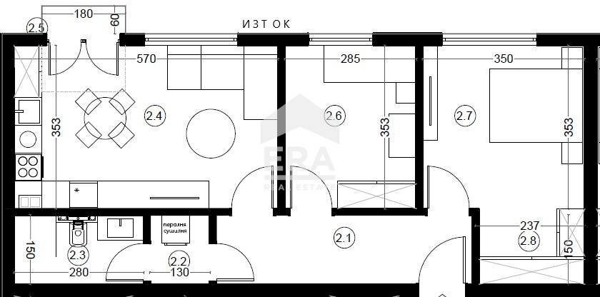 Three-room apartment Varna (neighborhood Кайсиева градина) - floor plans 1