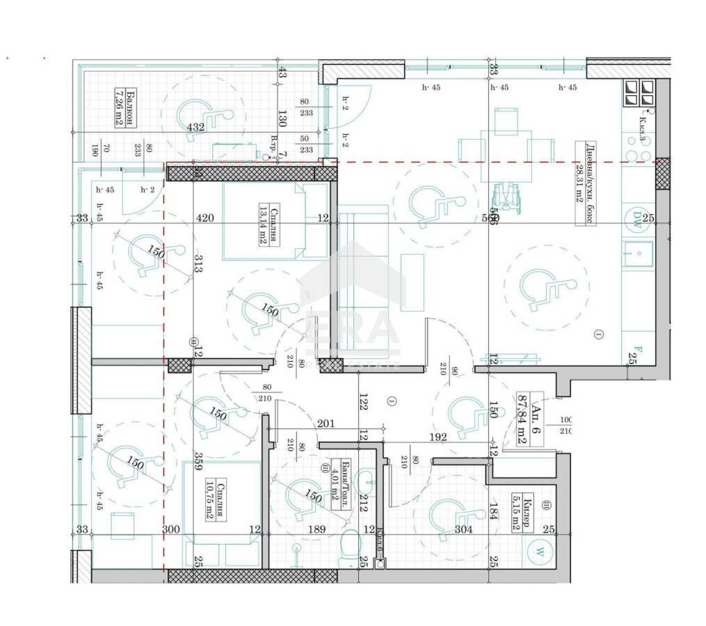 Three-room apartment Varna (neighborhood Левски 1) - floor plans 1