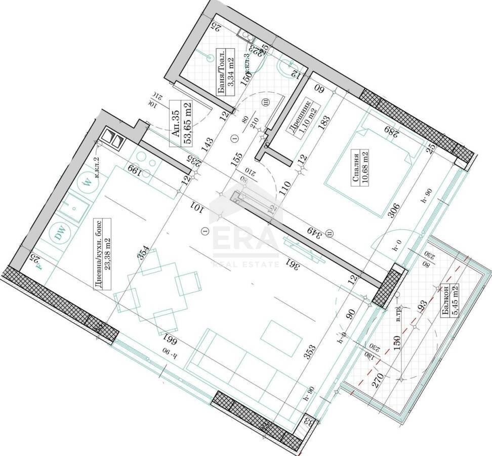 Two-room apartment Varna (neighborhood Виница) - floor plans 1