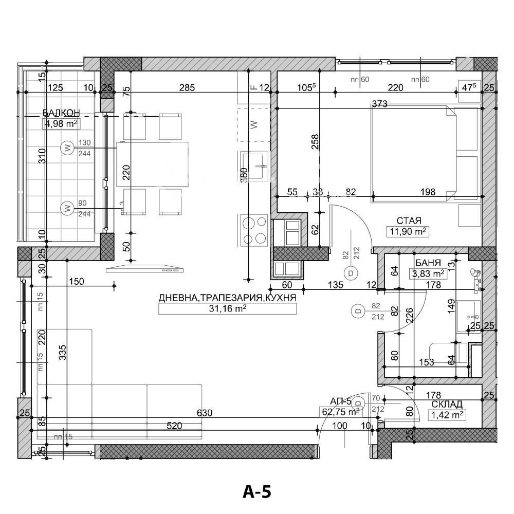 Two-room apartment Sofia - floor plans 1