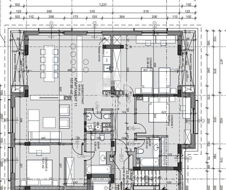 Three-room apartment Sofia (neighborhood Драгалевци) - floor plans 1