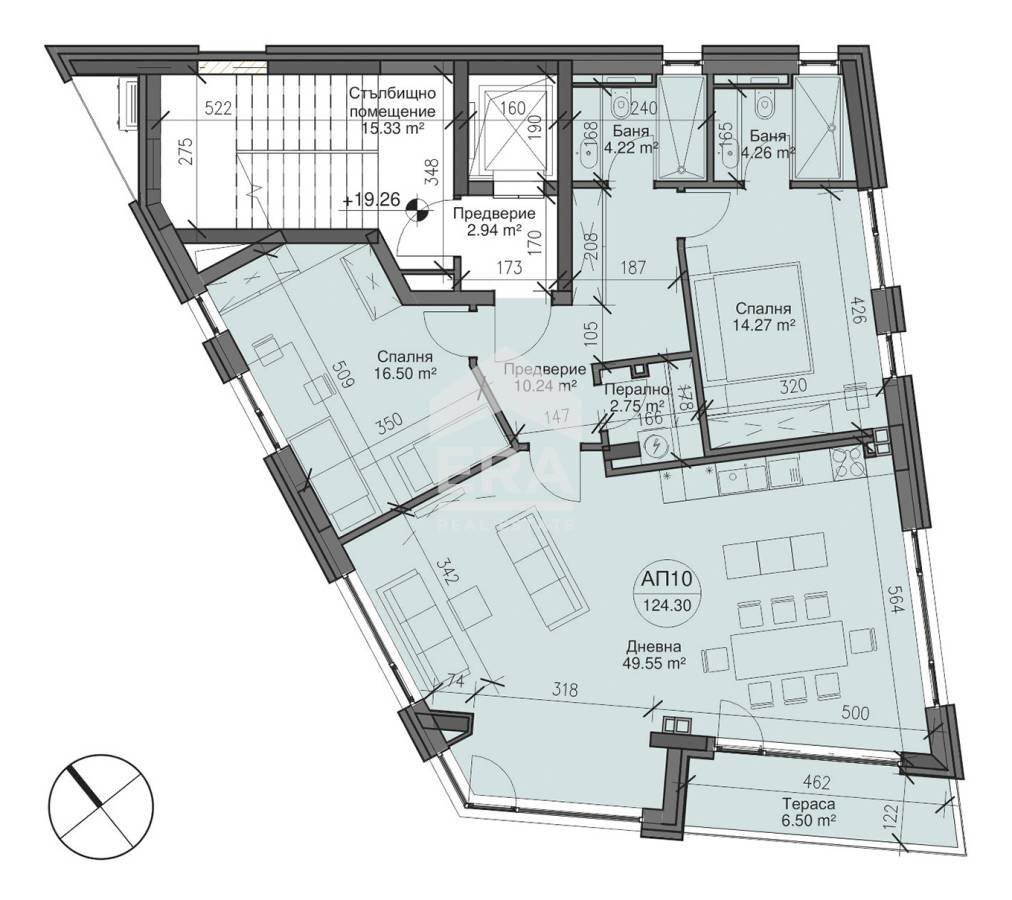 Three-room apartment Varna (neighborhood Бриз) - floor plans 1