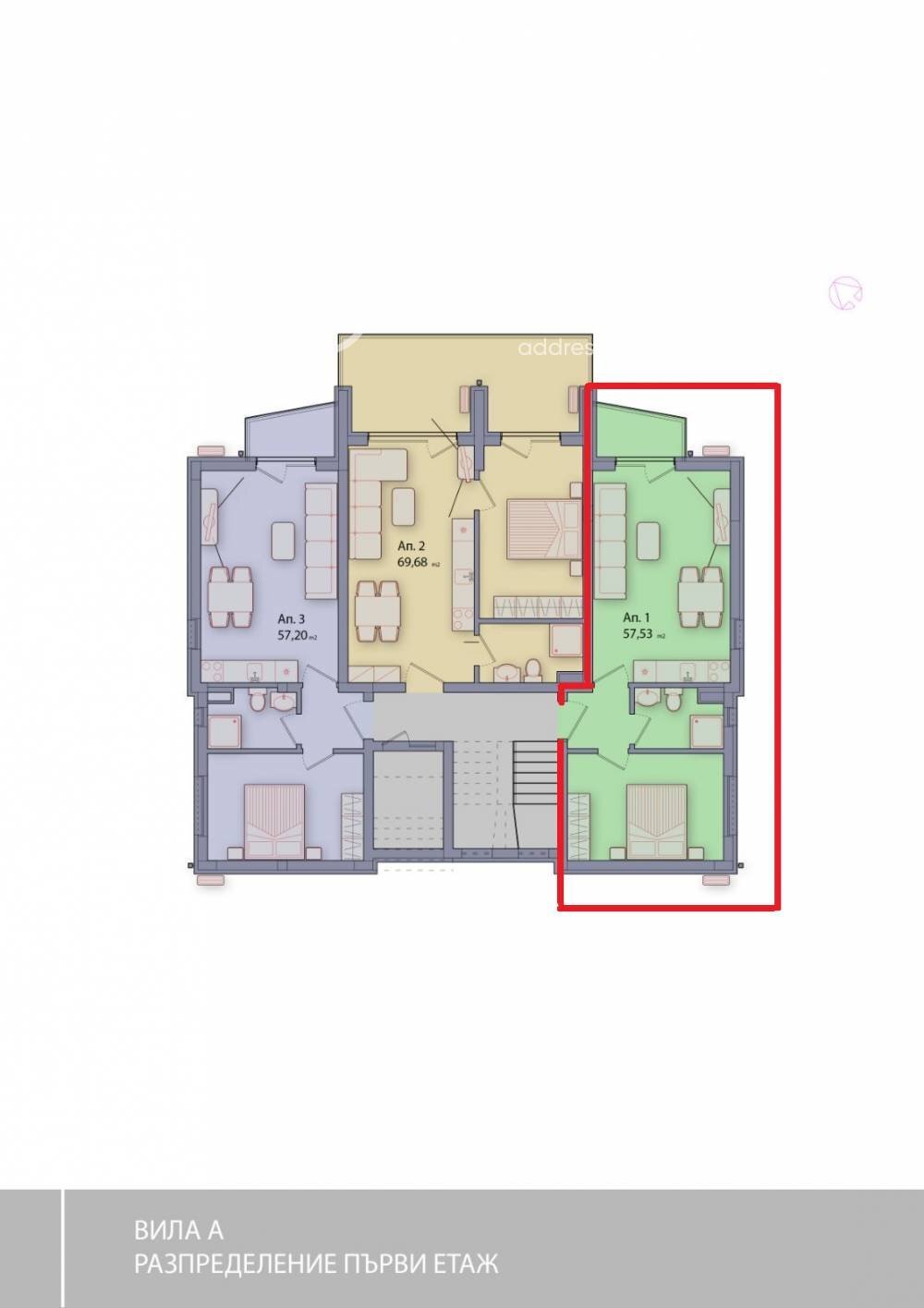 Two-room apartment Sozopol city, Burgas - floor plans 1