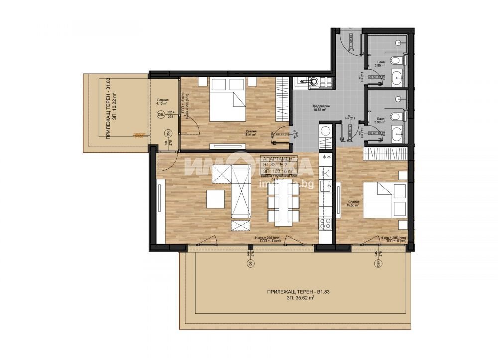 Three-room apartment Sofia - floor plans 1