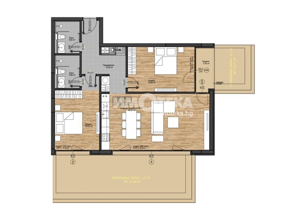 Three-room apartment Sofia - floor plans 1