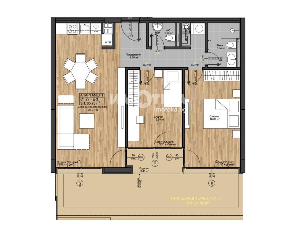 Three-room apartment Sofia - floor plans 1