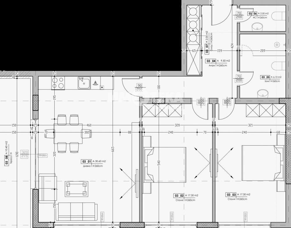 Three-room apartment Plovdiv city, Plovdiv - floor plans 1