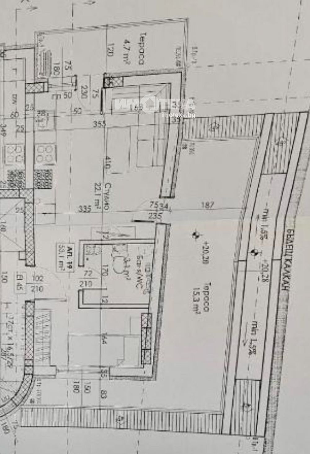 One-room apartment Plovdiv city, Plovdiv - floor plans 1