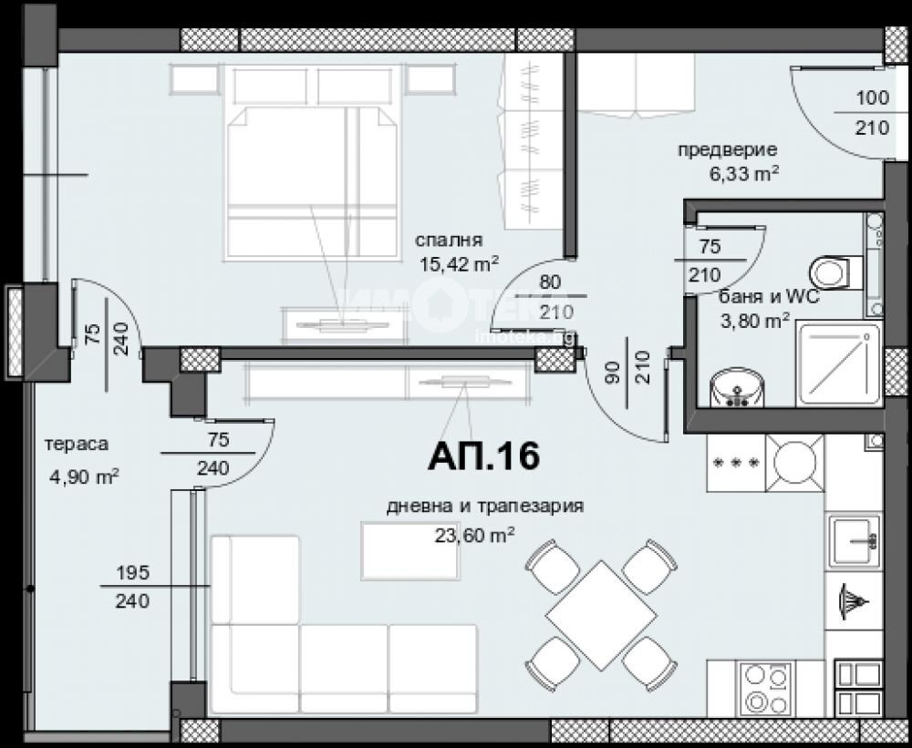 Two-room apartment Plovdiv city, Plovdiv - floor plans 1