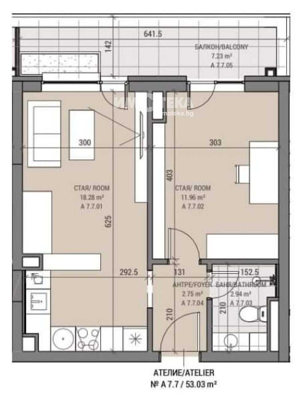 Two-room apartment Sofia - floor plans 1