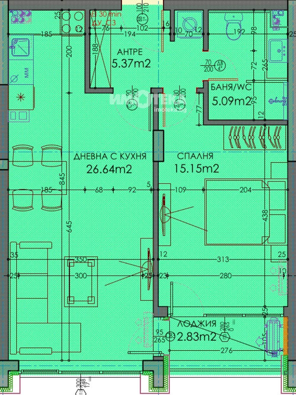 Two-room apartment Plovdiv city, Plovdiv - floor plans 1