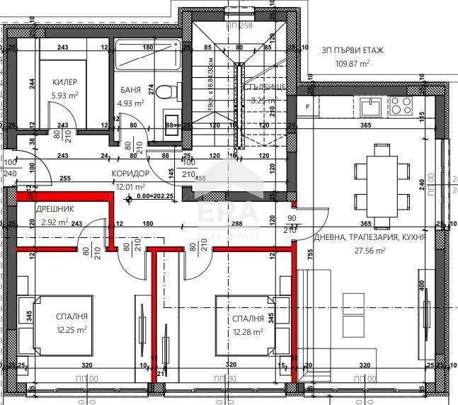 Three-room apartment Varna (neighborhood м-т Сотира) - floor plans 1