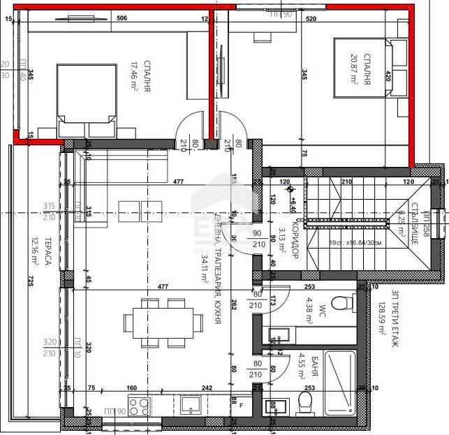 Three-room apartment Varna (neighborhood м-т Сотира) - floor plans 1