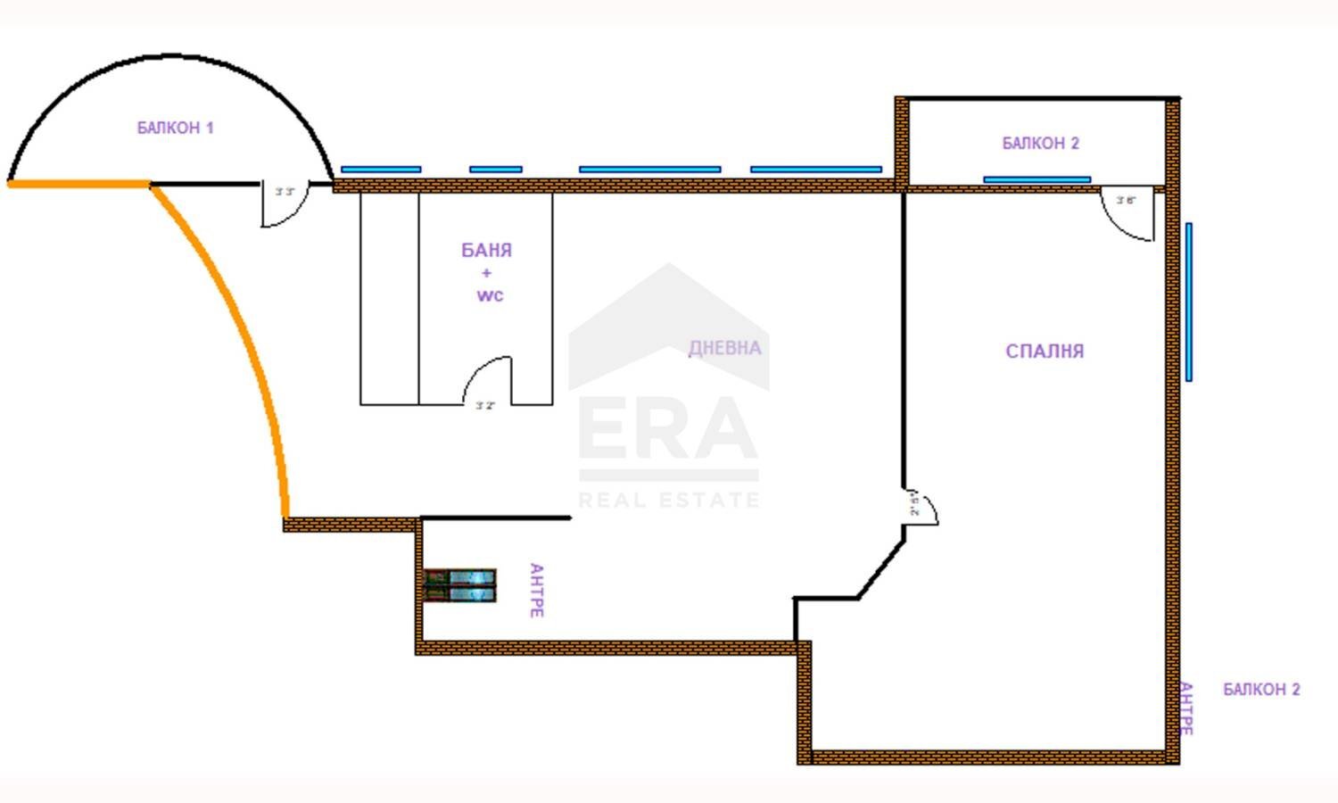 Two-room apartment Стария град, Pomorie - floor plans 1