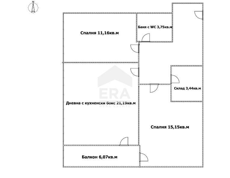 Trilocale Veliko Tarnovo (zona Зона Б) - planimetria 1