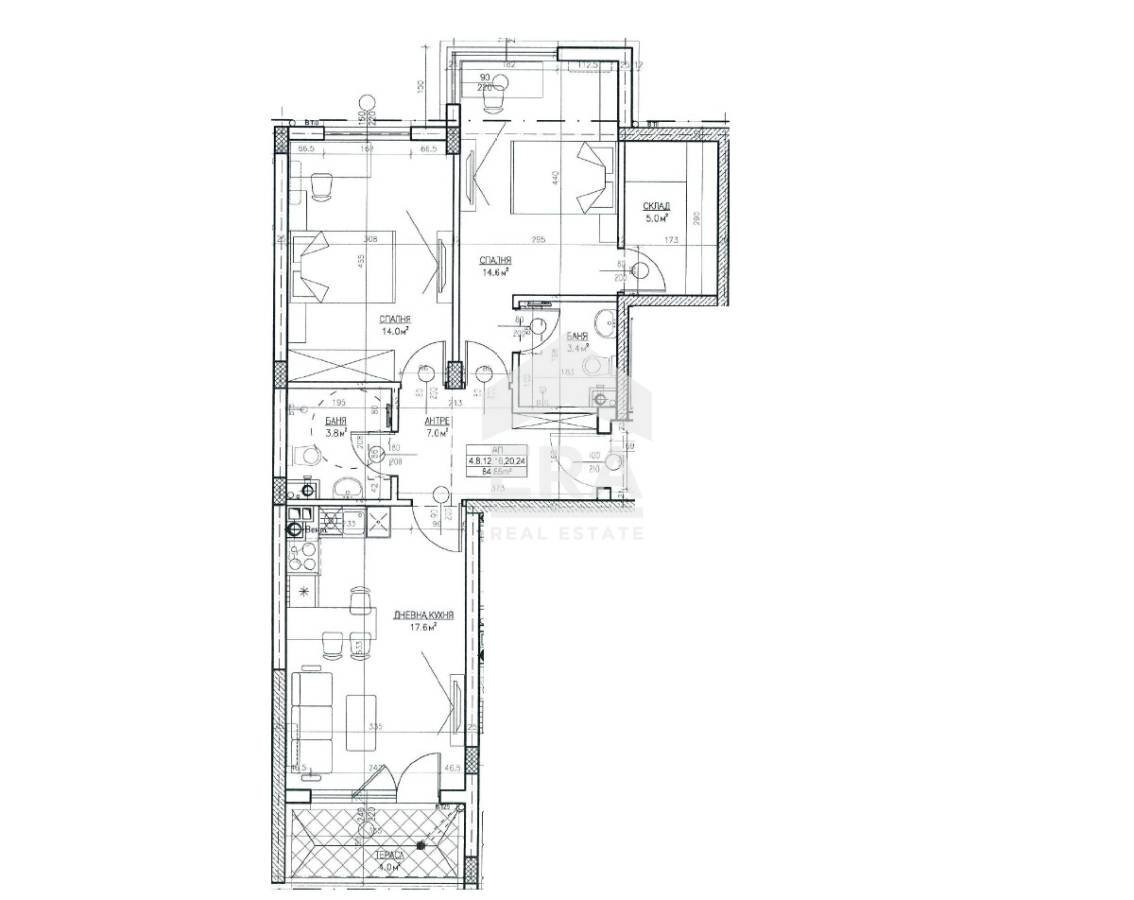 Trilocale Sofia (zona Левски Г) - planimetria 1