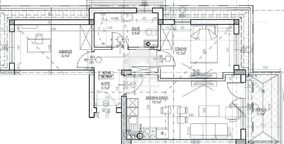 Three-room apartment Sofia (neighborhood Левски Г) - floor plans 1