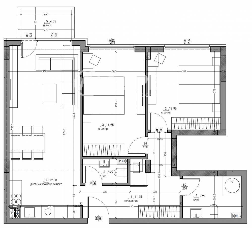 Three-room apartment Sofia - floor plans 1