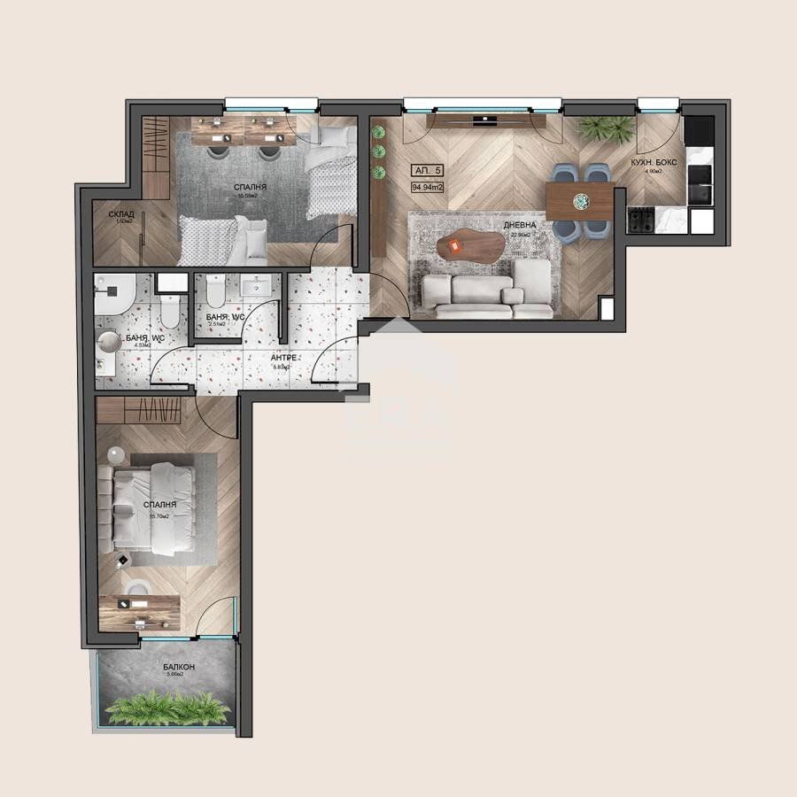 Three-room apartment Sofia (neighborhood Надежда 2) - floor plans 1