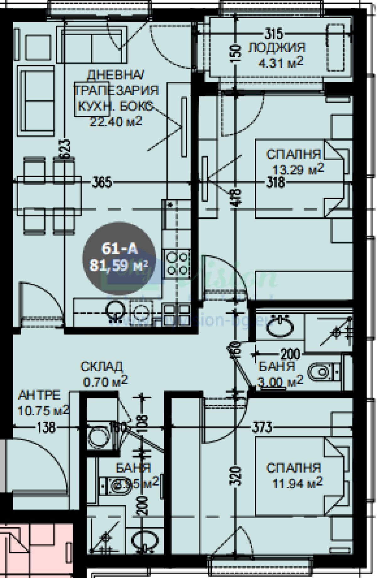 Three-room apartment Sofia (neighborhood Дружба 2) - photo 1