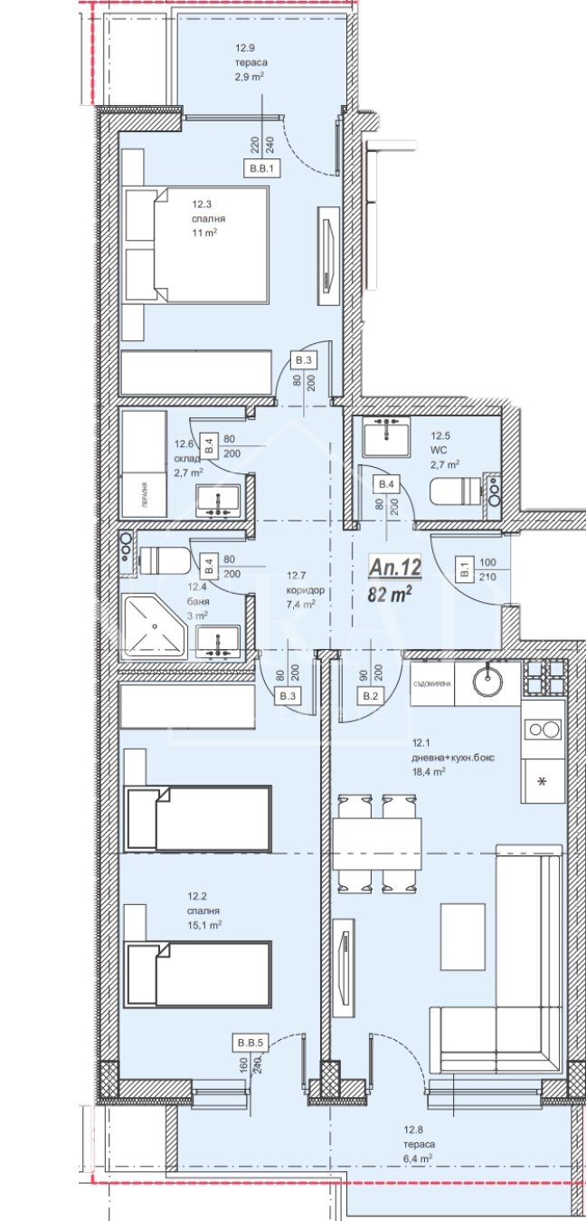 Three-room apartment Sofia (neighborhood Витоша) - photo 1