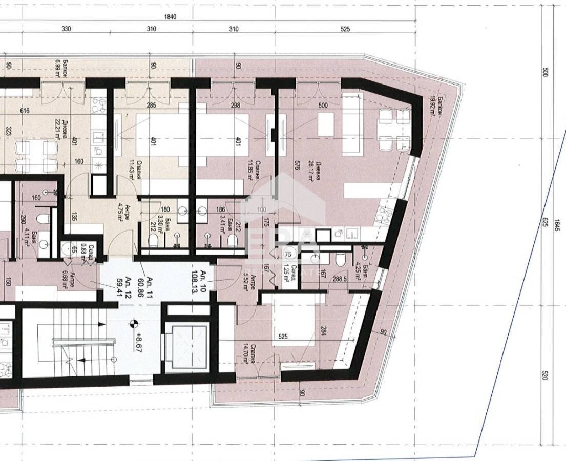 Trilocale Sofia (zona Горна баня) - planimetria 1