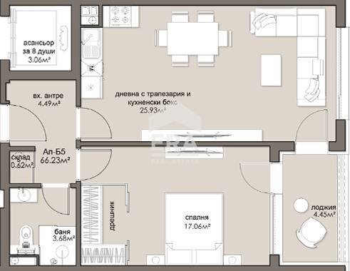 Two-room apartment Sofia (neighborhood Люлин 5) - floor plans 1