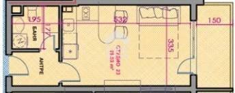 One-room apartment Стария град, Pomorie - floor plans 1