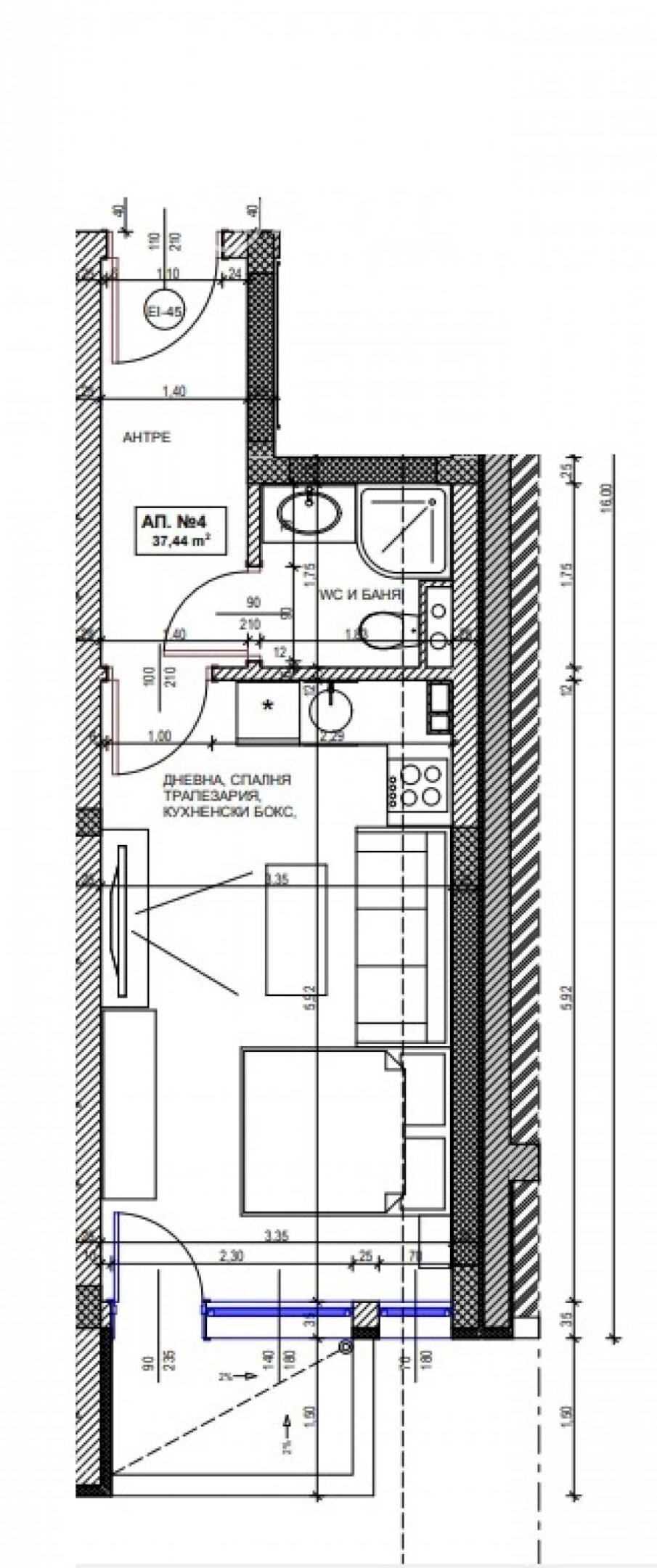 Monolocale Pomorie city, Burgas - planimetria 1