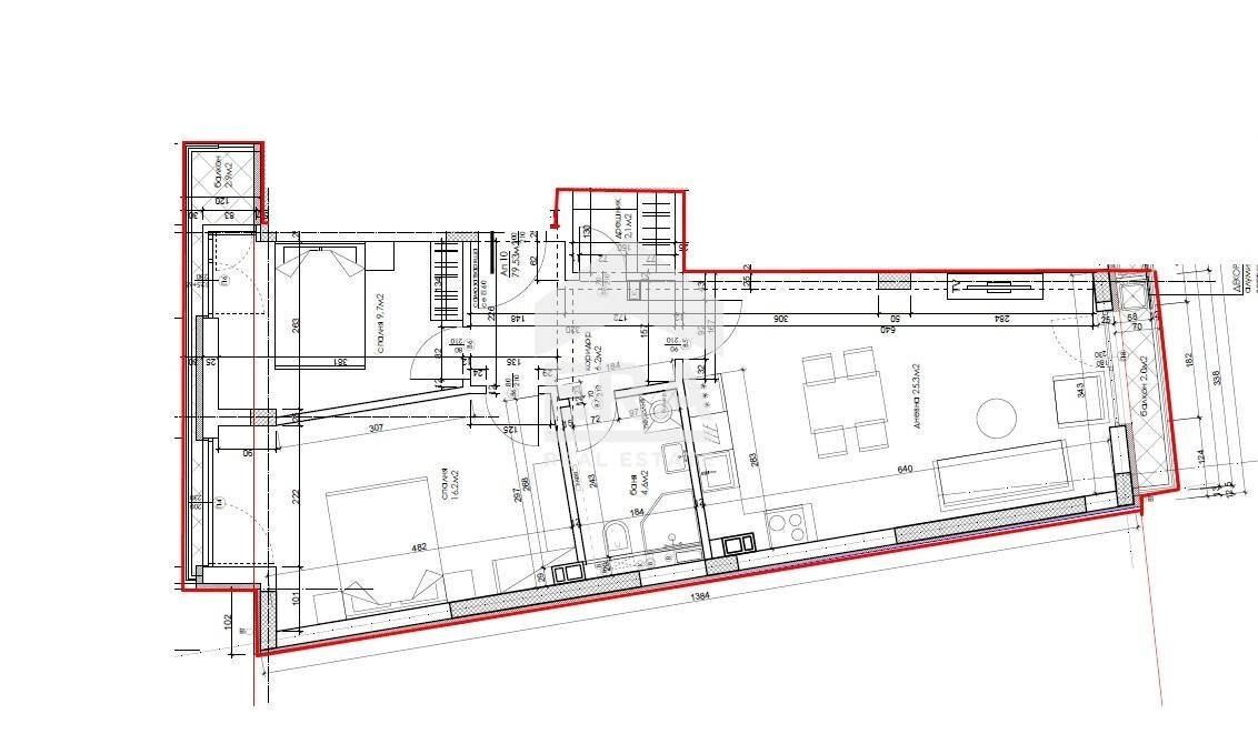 Three-room apartment Varna (neighborhood Погреби) - floor plans 1