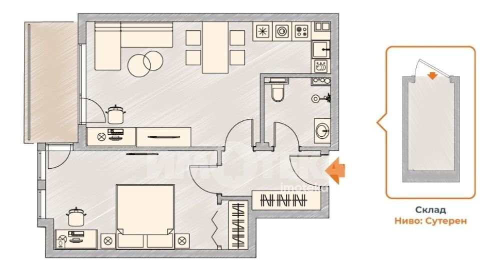 Two-room apartment Sofia - floor plans 1