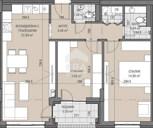 Three-room apartment Sofia (neighborhood Люлин 6) - floor plans 1