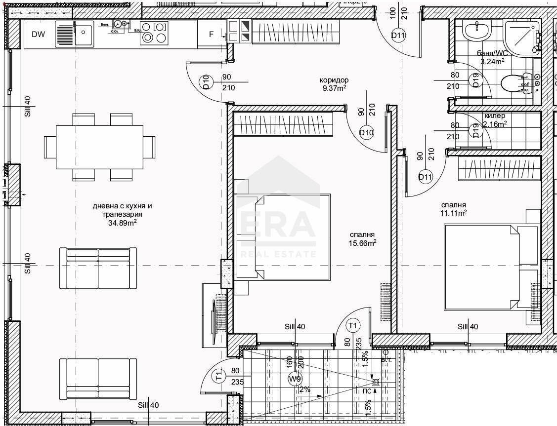 Three-room apartment Varna (neighborhood Възраждане 1) - floor plans 1