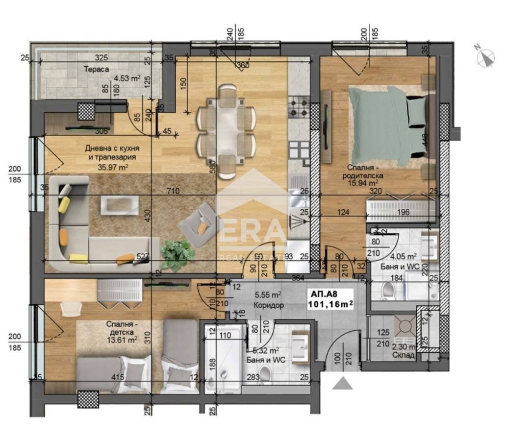 Three-room apartment Sofia (neighborhood Малинова долина) - floor plans 1