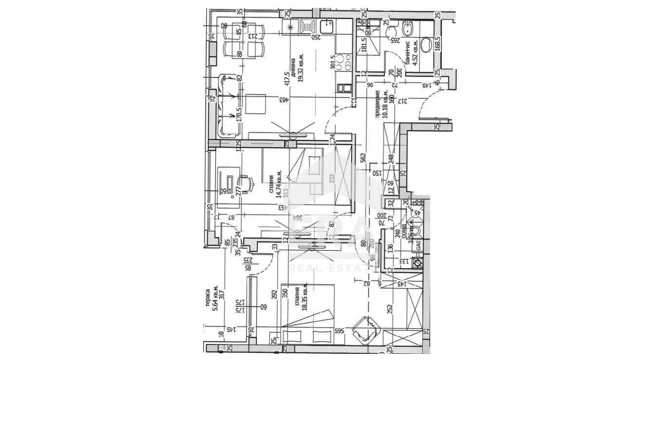 Trilocale Sofia (zona Малинова долина) - planimetria 1