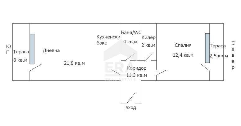 Two-room apartment Varna (neighborhood Център) - floor plans 1