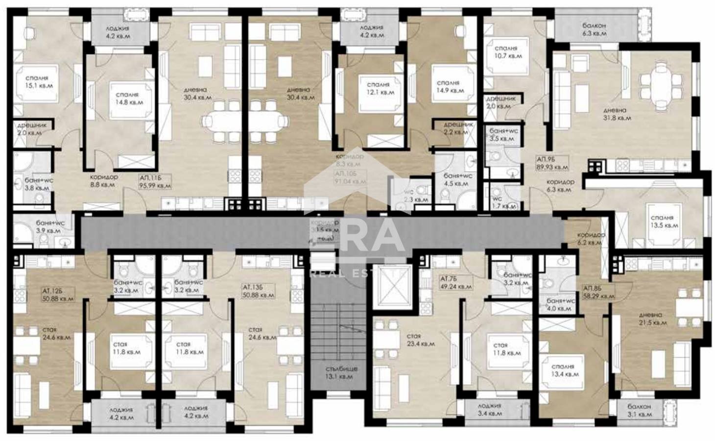 Three-room apartment Sofia (neighborhood Дружба 2) - floor plans 1