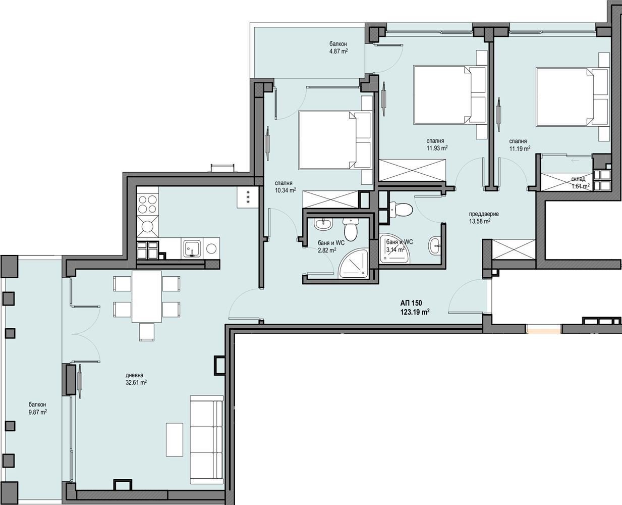 Four-room apartment Sofia (neighborhood Левски Г) - photo 1